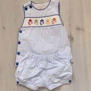 3T Smockingbird Baby Shark shorts set